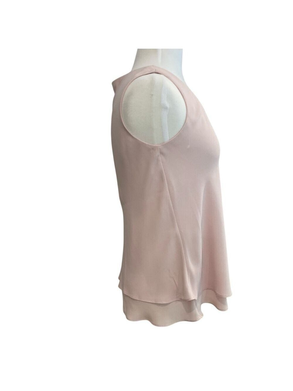 Frank Lyman Designer flowy chiffon top powder pink sleeveless V neckline size 2 - Picture 8 of 14